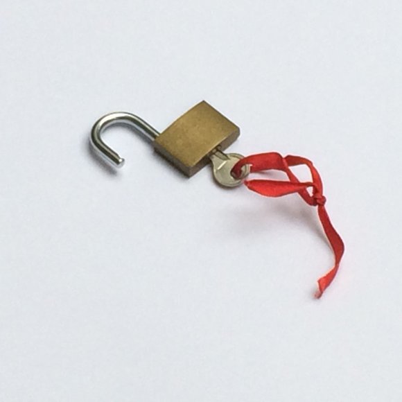 7/8" wide small gold brass metal padlock with key for storage or travel - Picture 5 of 7